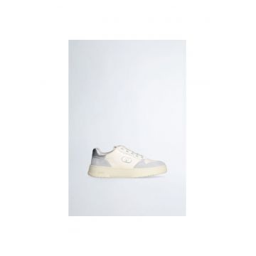 Pantofi sport cu model colorblock si garnituri de piele intoarsa
