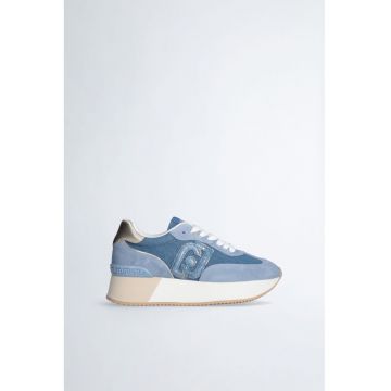 Pantofi sport de denim cu platforma