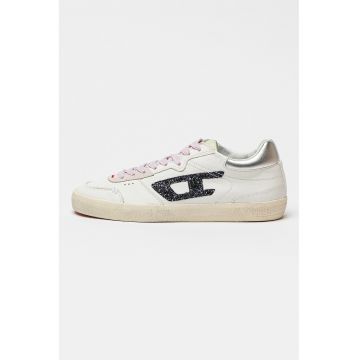 Pantofi sport de piele cu aplicatie monograma Leroji