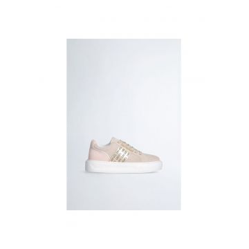 Pantofi sport de piele intoarsa cu banga logo cu perforatii
