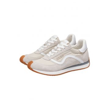 Pantofi sport de piele intoarsa cu garnituri textile 26673 - Alb