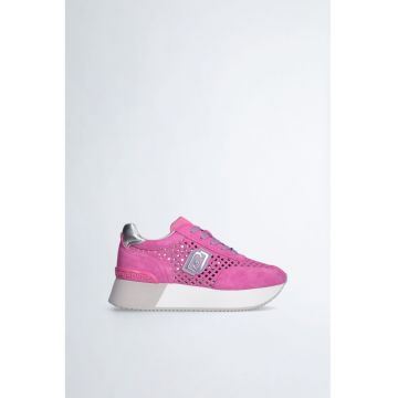 Pantofi sport de piele intoarsa perforata cu platforma