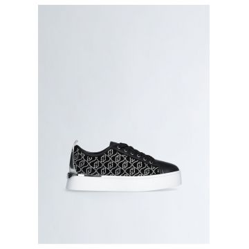 Pantofi sport de piele intoarsa si piele ecologica cu logo din strasuri