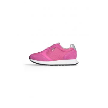 Pantofi sport de piele intoarsa si plasa cu logo