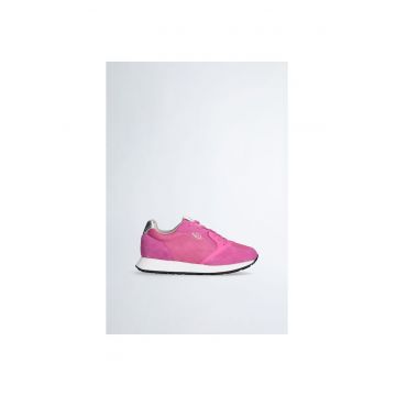 Pantofi sport de piele intoarsa si plasa cu logo