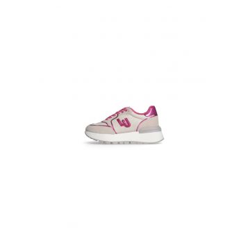 Pantofi sport de piele intoarsa si plasa - cu platforma