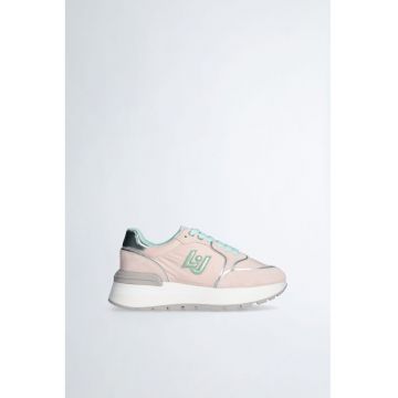 Pantofi sport de piele intoarsa si plasa - cu platforma