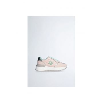Pantofi sport de piele intoarsa si plasa - cu platforma