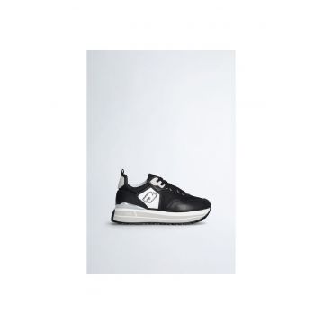 Pantofi sport de piele si plasa cu platforma