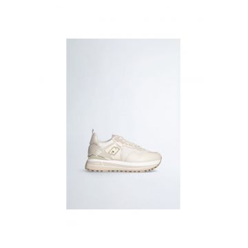 Pantofi sport de piele si plasa cu platforma