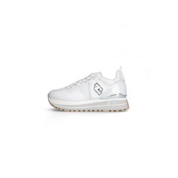 Pantofi sport de piele si plasa cu platforma