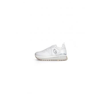 Pantofi sport de piele si plasa cu platforma