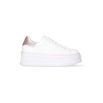 Pantofi sport din piele cu platforma si strasuri