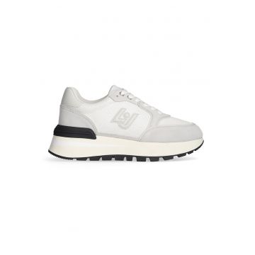 Pantofi sport din piele si material textil cu logo