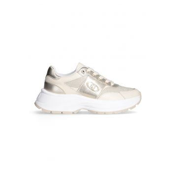 Pantofi sport din piele si material textil cu segmente metalice
