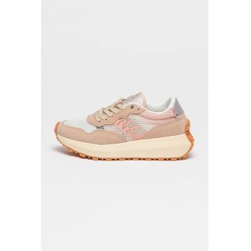 Pantofi sport din plasa cu garnituri din piele intoarsa