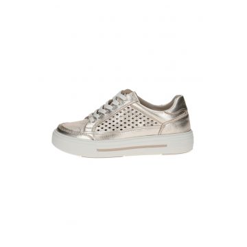 Pantofi sport flatform de piele cu segmente perforate
