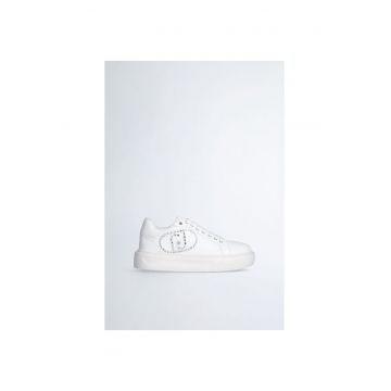 Pantofi sport flatform de piele ecologica cu logo