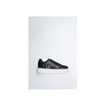 Pantofi sport flatform de piele ecologica cu logo