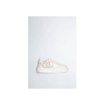 Pantofi sport flatform de piele ecologica cu logo