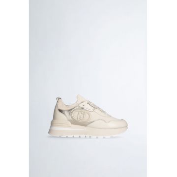 Pantofi sport flatform de piele ecologica cu piele
