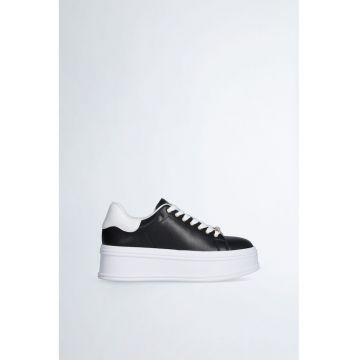 Pantofi sport flatform din piele cu strasuri