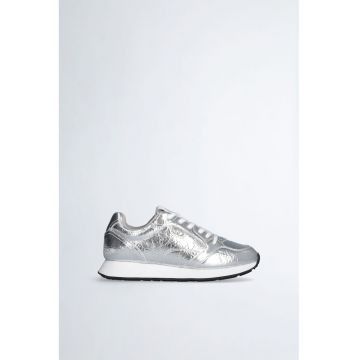 Pantofi sport low-cut cu aspect metalizat