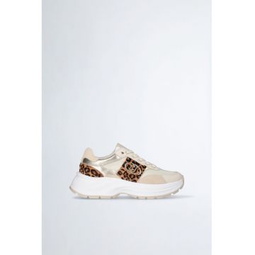 Pantofi sport low-cut cu insertii de piele intoarsa