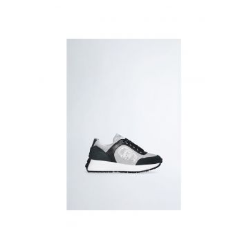 Pantofi sport wedge cu garnituri de piele