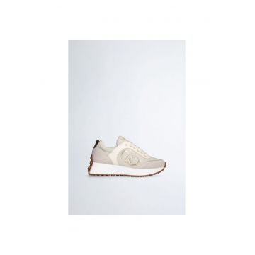 Pantofi sport wedge cu garnituri de piele