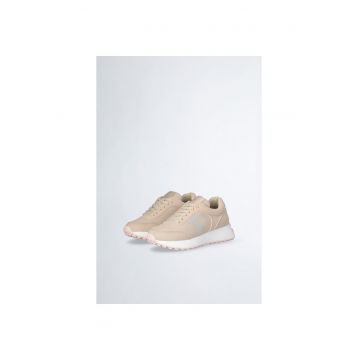 Pantofi sport wedge de denim cu logo stralucitor
