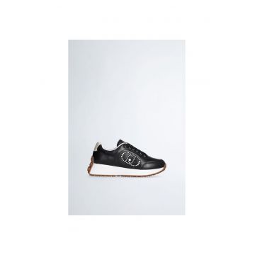 Pantofi sport wedge de piele cu tinte