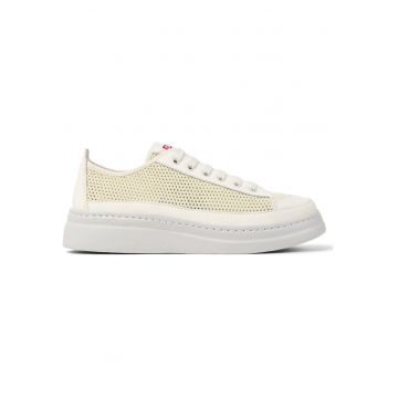 Pantofi sport de material textil si piele nabuc Runner Up - Alb