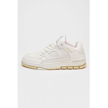 Pantofi sport de piele cu talpa plata si insertii textile