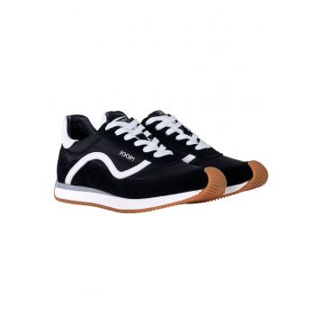 Pantofi sport de piele intoarsa cu garnituri textile 26673 - Negru