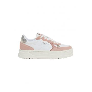 Pantofi sport flatform cu garnituri de piele intoarsa