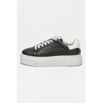 Pantofi sport flatform de piele cu logo cu perforatii Santana