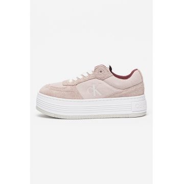 Pantofi sport low-cut din piele intoarsa cu platforma