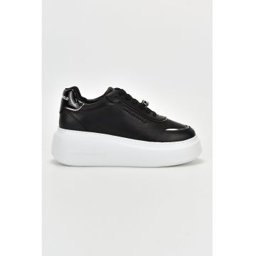 Pantofi sport wedge de piele cu logo