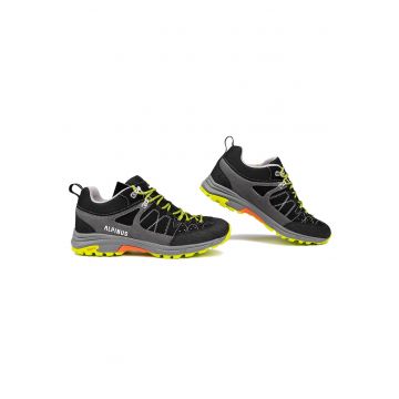 Pantofi trekking barbati -  Piele ecologica/Nylon - Negru/Galben -