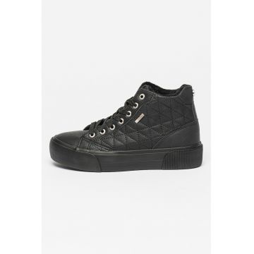 Tenisi flatform din piele ecologica