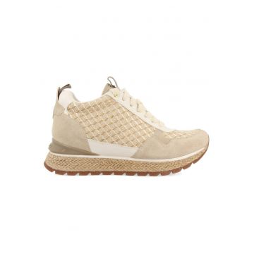 Pantofi sport cu insertii de rafie Puke - Bej