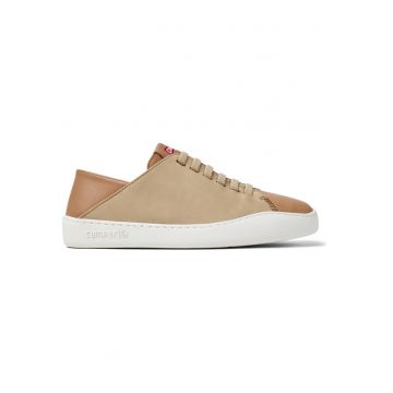 Pantofi sport de piele cu logo - Bej