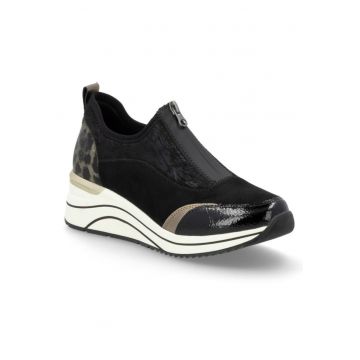 Remonte pantofi sport negri combi damă cu fermoar D0T08-02