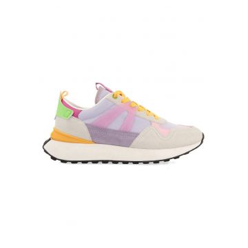 Pantofi sport cu aspect contrastant cu garnituri de piele intoarsa - Bej/Lila