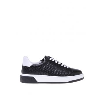 Pantofi sport de piele cu aspect tesut