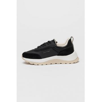Pantofi sport din piele si material textil