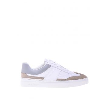 Pantofi sport din piele si piele intoarsa cu perforatii