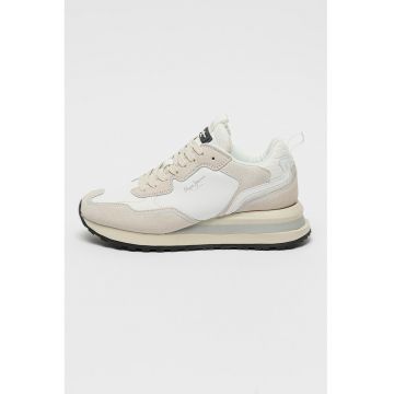 Pantofi sport wedge cu garnituri de piele