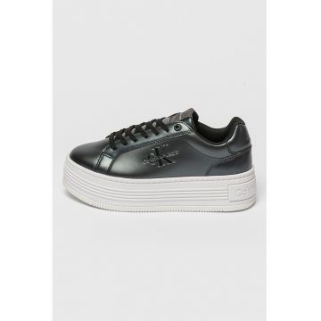 Pantofi sport flatform de piele si piele ecologica